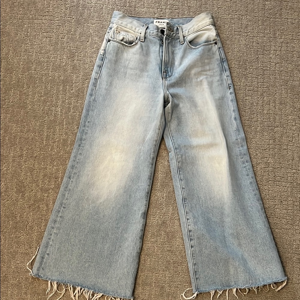 Frame Denim Blue Flare Wide-Leg Jeans